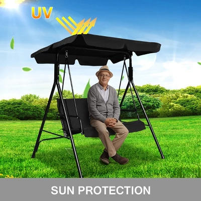 Costway Loveseat Patio Canopy Swing Glider Hammock Cushioned Steel Frame Outdoor Black 6 Costway Loveseat Patio Canopy Swing Glider Hammock Cushioned Steel Frame Outdoor Black - Image 6