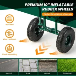Costway Rolling Garden Cart Outdoor Gardening Workseat With Adjustable Height &Tool Storage -Costway GUEST c86dc38b 1e50 4005 93be b054c5110348
