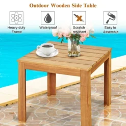 Costway Wooden Square Side End Table Patio Coffee Bistro Table Indoor Outdoor Natural -Costway GUEST c89ff1ba a7fa 4d17 9904 44aa8cfd2ec6