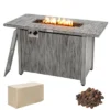 Costway 43-inch Propane Gas Fire Pit Table Wood-like Metal Fire Table WithProtective Cover