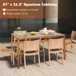 Costway Patio Rectangle Acacia Wood Dining Table Spacious Slatted Top Up To 6 Outdoor -Costway GUEST c97d2db2 4c79 45bb a1a3 5468e19df18c