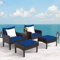 Costway 5 PCS Patio Rattan Wicker Furniture Set Sofa Ottoman Coffee Table Cushioned 20 Costway 5 PCS Patio Rattan Wicker Furniture Set Sofa Ottoman Coffee Table Cushioned -Costway GUEST c98faebf 360d 4176 a890 b891b7c12737