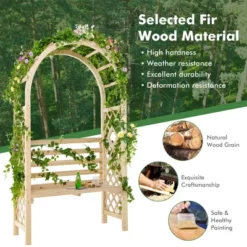 Costway Wooden Garden Bench Arch Pergola Outdoor Arbor W/backrest Patio Trellis Pergola -Costway GUEST c9b3e88a f3db 4219 85ae 21c007e2aa1f