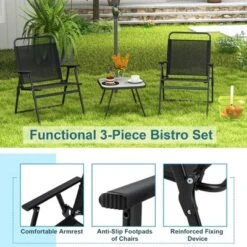 Costway 3pcs Patio Folding Conversation Chairs&Table Heavy-Duty Metal Outdoor Portable -Costway GUEST c9c573be f51e 40cc 9857 c02ae0d5994c