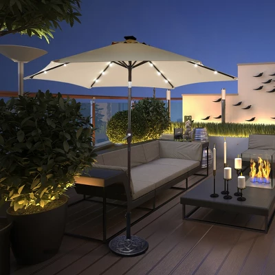 Costway 9' Solar LED Lighted Patio Market Umbrella Tilt Adjustment Crank Lift 1 Costway 9' Solar LED Lighted Patio Market Umbrella Tilt Adjustment Crank Lift