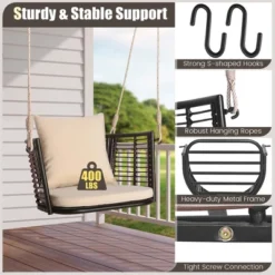 Costway Patio Hanging Rattan Basket Chair Swing Hammock Chair With Seat Cushion 16 Costway Patio Hanging Rattan Basket Chair Swing Hammock Chair With Seat Cushion -Costway GUEST ca4a2cff 3202 442d 8eaa 23737c77603a