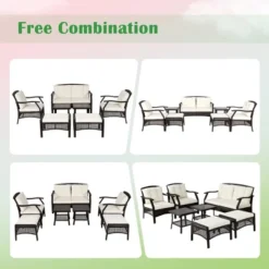 Costway 7PCS Patio Rattan Furniture Set Cushioned Sofas Loveseat Yard W/Waterproof Cover 9 Costway 7PCS Patio Rattan Furniture Set Cushioned Sofas Loveseat Yard W/Waterproof Cover -Costway GUEST ca4fcf8c a851 4165 a072 0183616572f1