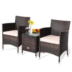 Costway Outdoor 3 PCS PE Rattan Wicker Furniture Sets Chairs Coffee Table Garden 13 Costway Outdoor 3 PCS PE Rattan Wicker Furniture Sets Chairs Coffee Table Garden -Costway GUEST ca526181 21ac 4003 9f52 ed6f29792e64