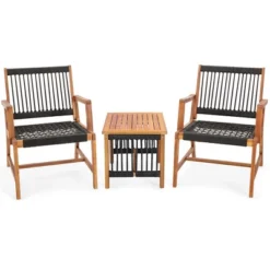 Costway Patio 3pcs Acacia Wood Outdoor Furniture Bistro Set All-Weather Rope Woven 13 Costway Patio 3pcs Acacia Wood Outdoor Furniture Bistro Set All-Weather Rope Woven -Costway GUEST ca7df5bf 0901 43db a9eb c262af1a0c9c
