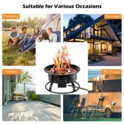 Costway Portable Fire Pit Outdoor 58,000 BTU Propane Patio Lava Rocks Camping Events -Costway GUEST caa762b9 770b 4320 ba99 5ab230511119
