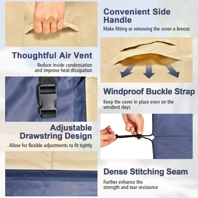 Costway Patio 77''x43'' 3-Seater Outdoor Deep Couch Sofa Cover Waterproof Handle Air Vent 9 Costway Patio 77''x43'' 3-Seater Outdoor Deep Couch Sofa Cover Waterproof Handle Air Vent - Image 9