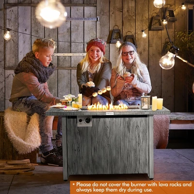 Costway 43-inch Propane Gas Fire Pit Table Wood-like Metal Fire Table WithProtective Cover 3 Costway 43-inch Propane Gas Fire Pit Table Wood-like Metal Fire Table WithProtective Cover - Image 3