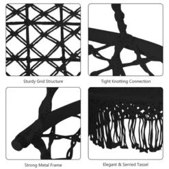 Costway Hanging Hammock Chair Cotton Rope Macrame Swing Indoor Outdoor GrayBlackTurquoise -Costway GUEST cb1c90d2 f907 4c53 bdc2 aa35434eddd0