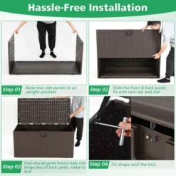 Costway 105 Gallon Outdoor Resin Deck Box All Weather Lockable Storage Container Brown -Costway GUEST cb321811 6ff7 4ddb b315 8dd7249f2fa1