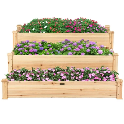 Costway 3 Tier Wooden Raised Vegetable Garden Bed Elevated Planter Kit Outdoor Gardening 6 Costway 3 Tier Wooden Raised Vegetable Garden Bed Elevated Planter Kit Outdoor Gardening - Image 6
