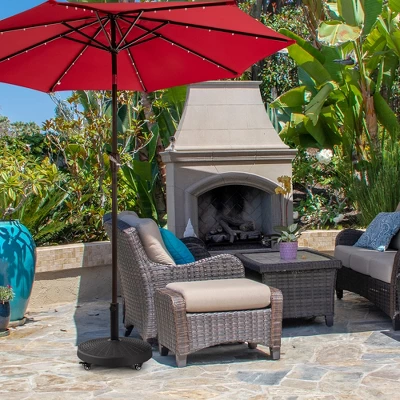 Costway 50 Lbs Round Resin Patio Umbrella Base Stand Holder W/ Lockable Wheels 2 Costway 50 Lbs Round Resin Patio Umbrella Base Stand Holder W/ Lockable Wheels - Image 2