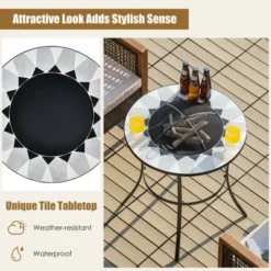Costway 23.5'' Round Fire Pit Table Wood Burning Heater W/ Mesh Cover & Fire Poker -Costway GUEST cb805398 5bd3 4f3c 9026 e3a56ab2d701