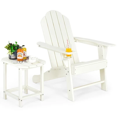 Costway 2PCS Patio Adirondack Chair Side Table Set Weather Resistant Cup Holder 2 Costway 2PCS Patio Adirondack Chair Side Table Set Weather Resistant Cup Holder - Image 2