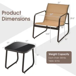 Costway 3 Pieces Patio Conversation Set Outdoor Metal Chair & Table Tempered Glass Top 11 Costway 3 Pieces Patio Conversation Set Outdoor Metal Chair & Table Tempered Glass Top -Costway GUEST cbbd32c2 bb0f 430b 9a69 a4e6526c35ff