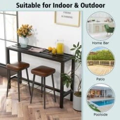 Costway Outdoor Metal Bar Table Patio Rectangular Counter Height Dining Table Black 14 Costway Outdoor Metal Bar Table Patio Rectangular Counter Height Dining Table Black -Costway GUEST cc678a3c c326 4b13 8f0b 3484831fb3d4