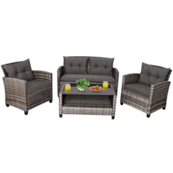 Costway 4PCS/8PCS Patio Rattan Furniture Set Coffee Table Cushioned Sofa Garden Lawn Gray 18 Costway 4PCS/8PCS Patio Rattan Furniture Set Coffee Table Cushioned Sofa Garden Lawn Gray -Costway GUEST cc9e43e4 3058 49d9 816c d08c42fe8347
