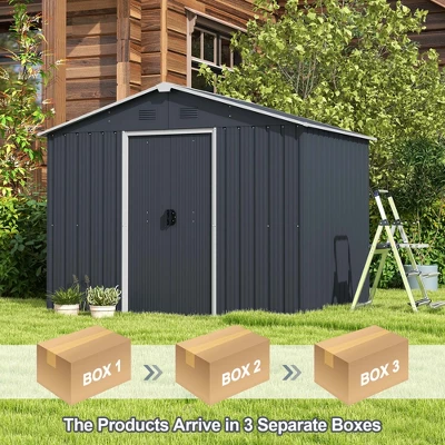 Costway 5.7 FT X 7.5 FT Outside Storage Shed Double Door Outdoor Tool House WithAir Window 8 Costway 5.7 FT X 7.5 FT Outside Storage Shed Double Door Outdoor Tool House WithAir Window - Image 8