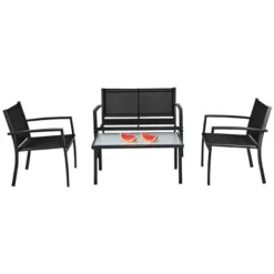 Costway 4 PCS Patio Furniture Set Sofa Coffee Table Steel Frame Garden Deck Black 15 Costway 4 PCS Patio Furniture Set Sofa Coffee Table Steel Frame Garden Deck Black -Costway GUEST ccc31b63 d189 4770 b0d3 1d12bc5c2903