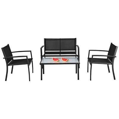 Costway 4 PCS Patio Furniture Set Sofa Coffee Table Steel Frame Garden Deck Black 8 Costway 4 PCS Patio Furniture Set Sofa Coffee Table Steel Frame Garden Deck Black - Image 8