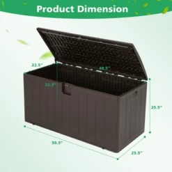 Costway 105 Gallon Outdoor Resin Deck Box All Weather Lockable Storage Container Brown -Costway GUEST cccd1ebb 9358 4998 a38c 4fbff8a8818a