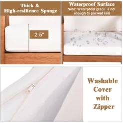 Costway 3PC Outdoor Patio Sofa Furniture Set Solid Wood Cushioned Conversation Set White -Costway GUEST cd1bd88e 4d6b 41e9 8700 3a9131a0d3b8