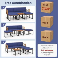 Costway 6pcs Patio Acacia Wood Conversation Sofa Seat Set Ottomans Table Outdoor Navy 16 Costway 6pcs Patio Acacia Wood Conversation Sofa Seat Set Ottomans Table Outdoor Navy -Costway GUEST cd46e838 eb9e 4f3d 8715 cc8c6a0b6628