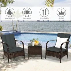 Costway 3 PCS Patio Rattan Furniture Set Coffee Table & 2 Rattan Chair W/Gray Cushions 14 Costway 3 PCS Patio Rattan Furniture Set Coffee Table & 2 Rattan Chair W/Gray Cushions -Costway GUEST cd4db0a8 563b 41dc affb d815a17698d8