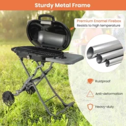 Costway Portable Propane Grill Folding Gas Grill Griddle With Wheels & Side Shelf -Costway GUEST cd9e9dc2 ce47 4c53 9f18 14e0c304e908
