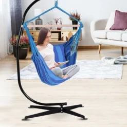 Costway Hammock Rope Chair Patio Porch Yard Tree Hanging Air Swing Outdoor (Blue) -Costway GUEST ce27771c f96e 423e a01a 5d4d3b9908f2