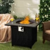 Costway 32'' Propane Fire Pit Table Square Tabletop W/Lava Rocks Cover 50,000 BTU