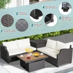 Costway 7pcs Patio Outdoor PE Wicker Cushioned Furniture Conversation Set Sectional Sofa 12 Costway 7pcs Patio Outdoor PE Wicker Cushioned Furniture Conversation Set Sectional Sofa -Costway GUEST cf289895 a57c 4a4b 811e 697061d9e3b0