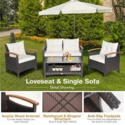 Costway 4PCS Patio Rattan Furniture Set Cushioned Sofa Storage Table Off -Costway GUEST cf2f4df3 8d5a 4fc2 8adc 2333fed9c157
