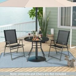 Costway 34 Inch Patio Dining Table Round Tempered Glass Tabletop With 1.5'' Umbrella Hole 12 Costway 34 Inch Patio Dining Table Round Tempered Glass Tabletop With 1.5'' Umbrella Hole -Costway GUEST cf375f86 6817 47ad b08e 0458d3bbb8da