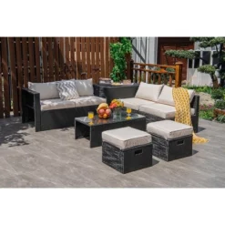 Costway 8PCS Patio Rattan Furniture Set Storage Table Ottoman Cover -Costway GUEST cfa5e89b 3f1c 4958 a2cd e8d6af4ec7e2