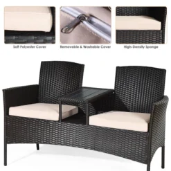 Costway Patented Patio Rattan Chat Set Loveseat Sofa Table Chairs Conversation Cushioned 12 Costway Patented Patio Rattan Chat Set Loveseat Sofa Table Chairs Conversation Cushioned -Costway GUEST cfdcb9e0 aee3 4d01 b041 925c78936386