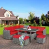 Costway 7 PCS Patio Rattan Dining Set Sectional Sofa Couch Ottoman Garden WhiteRedBlack