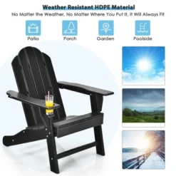 Costway 4PCS Patio Adirondack Chair Weather Resistant Garden Deck W/Cup Holder WhiteBlackGreyTurquoise -Costway GUEST d051dbf2 afe0 476d b398 ee833b6de5ae
