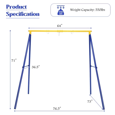 Costway Metal A-Frame Swing Stand Heavy Duty Extra Swing Frame W/Ground Stakes For Backyard 7 Costway Metal A-Frame Swing Stand Heavy Duty Extra Swing Frame W/Ground Stakes For Backyard - Image 7