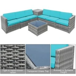 Costway 8 PCS Wicker Sofa Rattan Furniture Set Patio Furniture W/ Storage Table White BlackTurquoiseRed -Costway GUEST d060478d afd1 419a b8cd 7f1070645e5d
