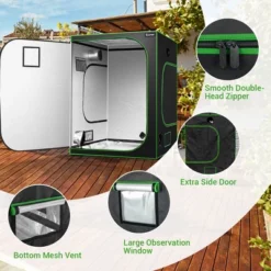 Costway 5x5 Grow Tent, 60''x60''x80'' High Reflective Mylar W/Observation Window GrayBlack -Costway GUEST d0fb3d07 1232 46ac a3d6 c25eec722b48