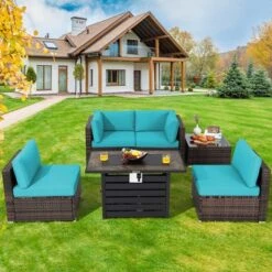 Costway 6PCS Patio Rattan Furniture Set 42'' Fire Pit Table Cover Sofa Cushion Off White/Black/Navy/Red/Turquoise 26 Costway 6PCS Patio Rattan Furniture Set 42'' Fire Pit Table Cover Sofa Cushion Off White/Black/Navy/Red/Turquoise -Costway GUEST d10e7258 e33a 4cd7 a9e0 bd6b0b4e7a1f