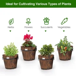 Costway 3 Pcs Wooden Planter Barrel Set Decorative Flower Bed Multiple Size 11 Costway 3 Pcs Wooden Planter Barrel Set Decorative Flower Bed Multiple Size -Costway GUEST d16e88a7 fb62 4ca7 b25a 3b63040d0f07