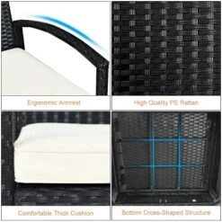 Costway 3PCS Patio Rattan Furniture Set Table & Chairs Set With Thick Cushions Garden -Costway GUEST d186d571 939b 43eb 9ee9 a113e9cf1e15