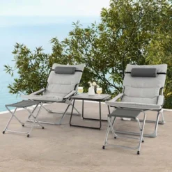 Costway 5pcs Patio Folding Sling Chair Set Ottoman Table Portable Headrest Outdoor Beach -Costway GUEST d199d901 aeda 4b13 9382 8d1724504906