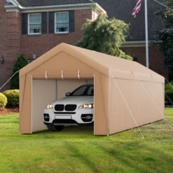 Costway 10x20FT Patio Heavy Duty Carport Garage Removable Sidewall Zippered Door Outdoor